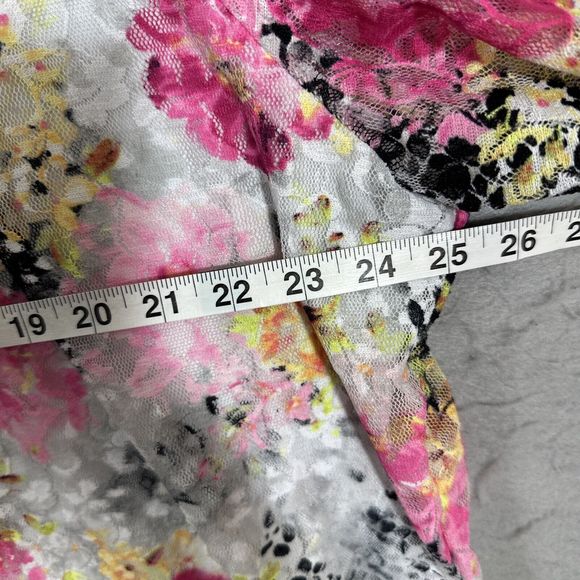 CJ Banks Womens Pullover Blouse Sheer Pink Floral Plus Size 3X - Picture 7 of 13